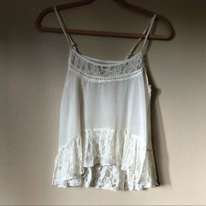 Paper crane lace sheer cami Top